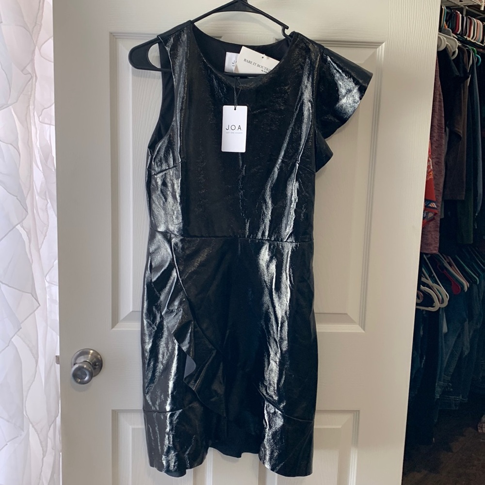 J.O.A asymmetrical faux leather dress
